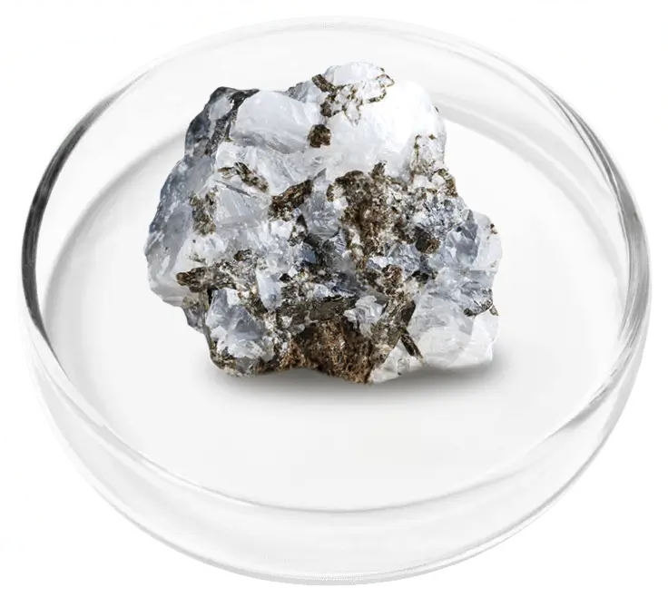 Zinc Mineral Rock Ingredient in Glass Dish